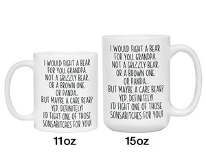 Funny Gifts for Grandpas - I Would Fight a Bear for You Grandpa Gag Coffee Mug