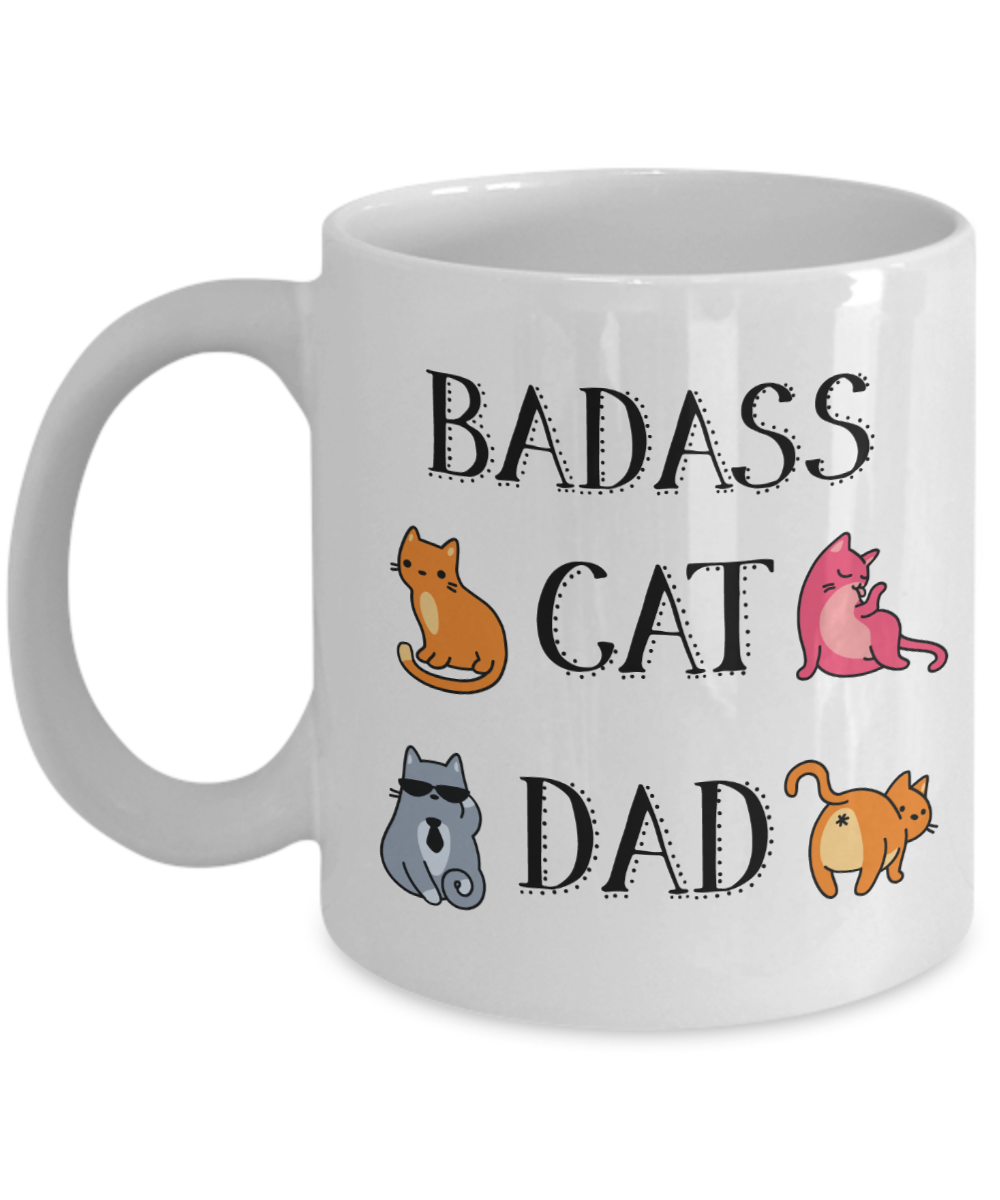 Badass Cat Dad Funny Coffee Mug