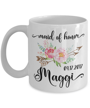 Maid of Honor Custom Coffee Mug | Personalized/Personalizable Gifts for Maid of Honor
