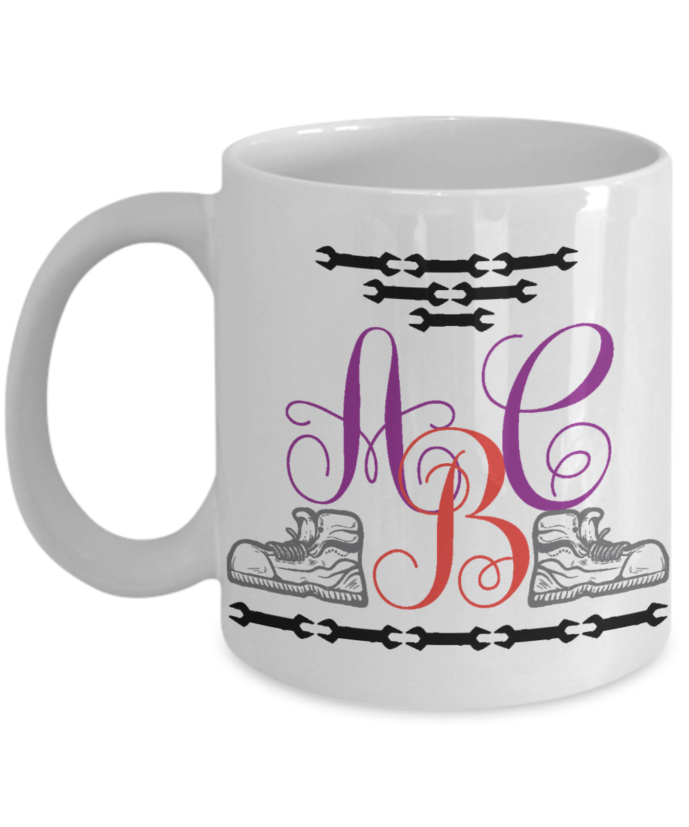 Personalized Coffee Mug, Initial and Name Coffee Mug, Monogram Coffee Mug,  Custom Coffee Mug for Women (Gray Letter)