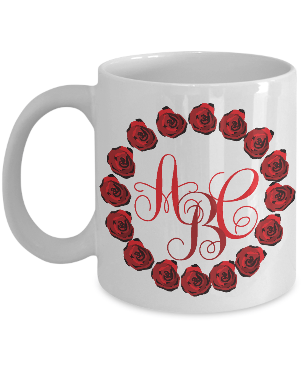 Rose Wreath Monogrammed Coffee Mug
