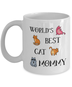 World's Best Cat Mommy Funny Coffee Mug Tea Cup | Crazy Cat Lady Gifts