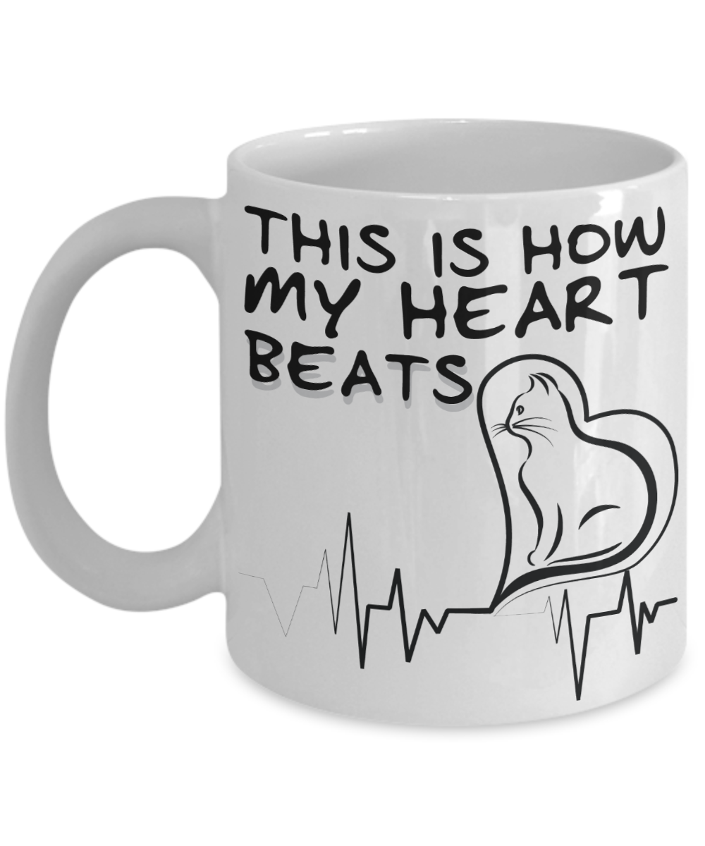 Cat Heartbeat Coffee Mug | Tea Cup | Cat Lover/Owner Gift Idea