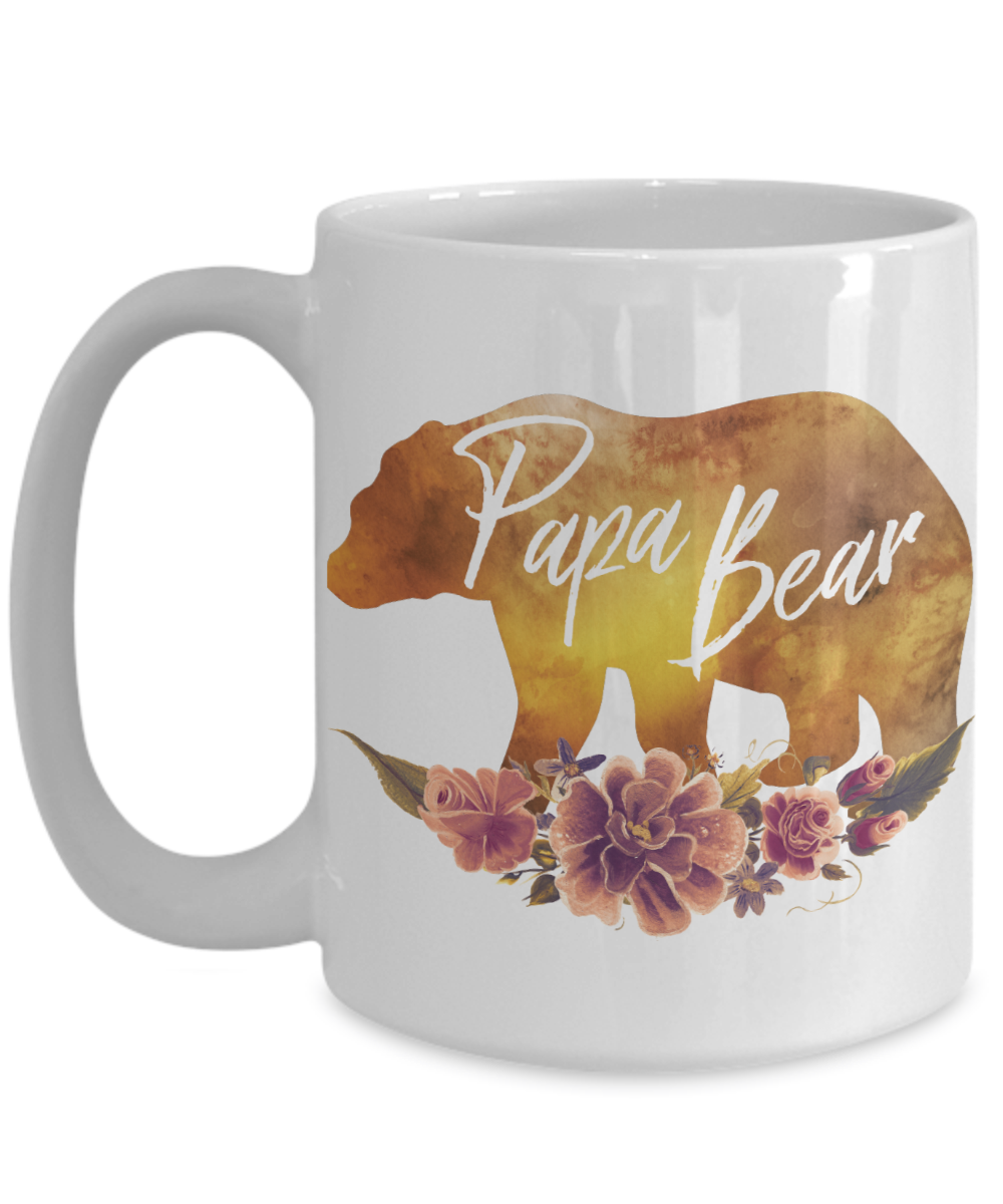 Papa Bear Mug Ceramic Coffee Mug, Tea Cup 11 oz, White