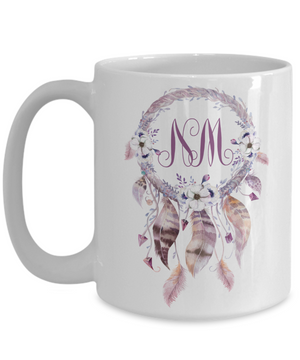 Dreamcatcher Custom Monogram Coffee Mug Tea Cup Great Gift Idea Boho Style