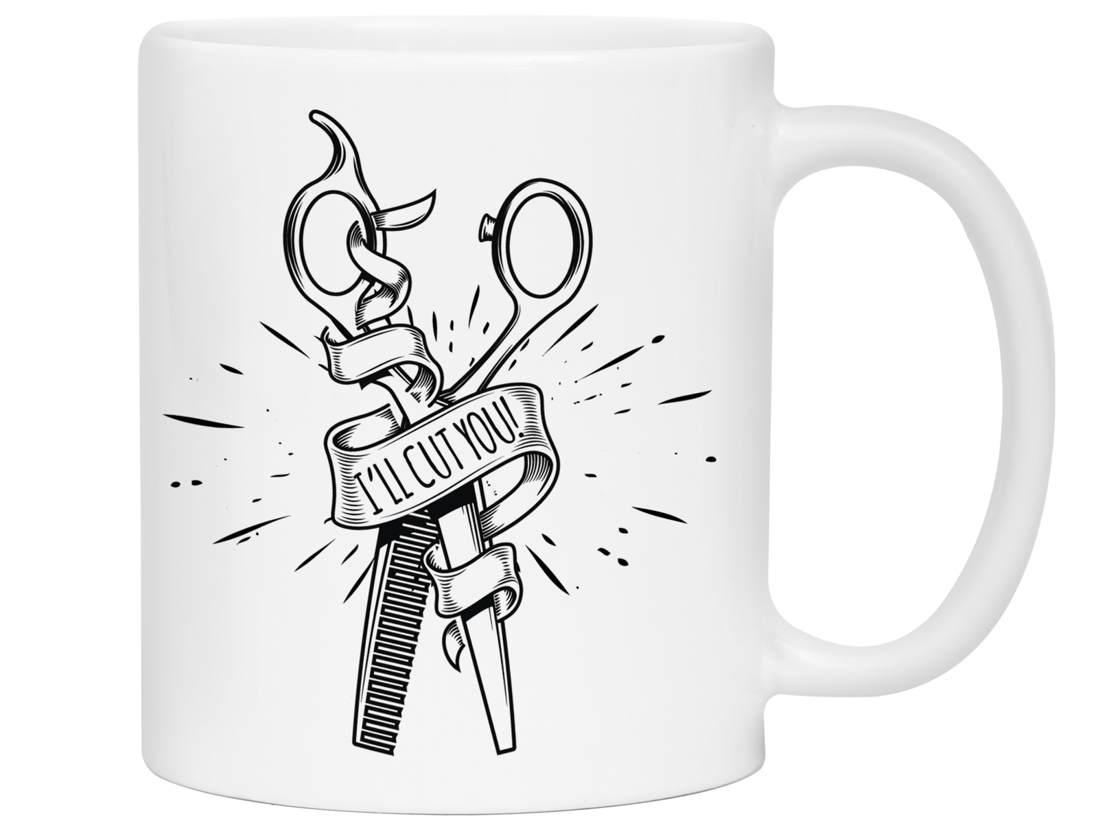 Funny Gifts for Hair Stylists, Barbers, Beauticians - I'll Cut You Funny Coffee Mug #2