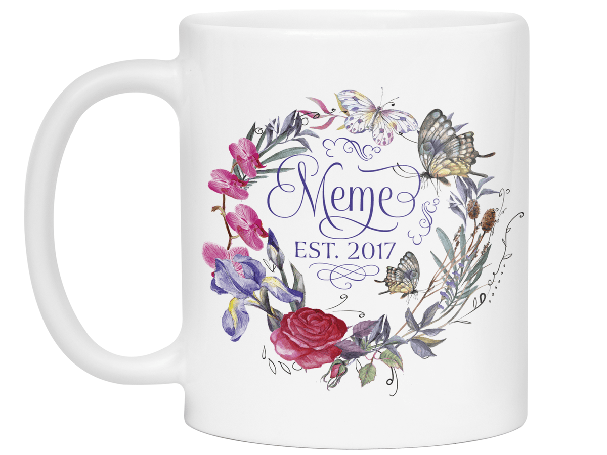Custom Grandma Meme Flower Butterfly Wreath Coffee Mug | Personalizable Gift Idea