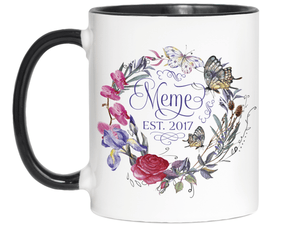 Custom Grandma Meme Flower Butterfly Wreath Coffee Mug | Personalizable Gift Idea