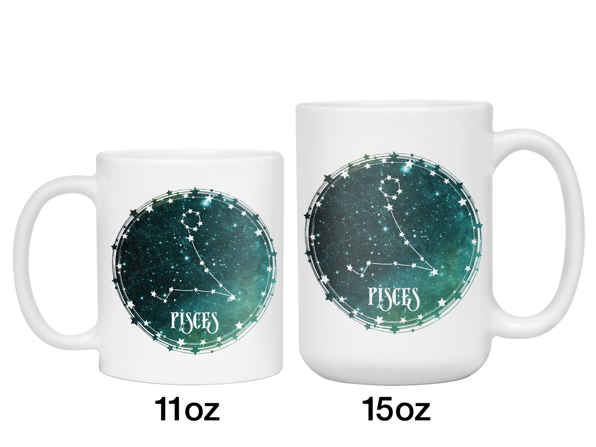 Pisces Zodiac Sign Coffee Mug | Horoscope, Astrology, Constellation | Unique Gift Idea | Two Sided