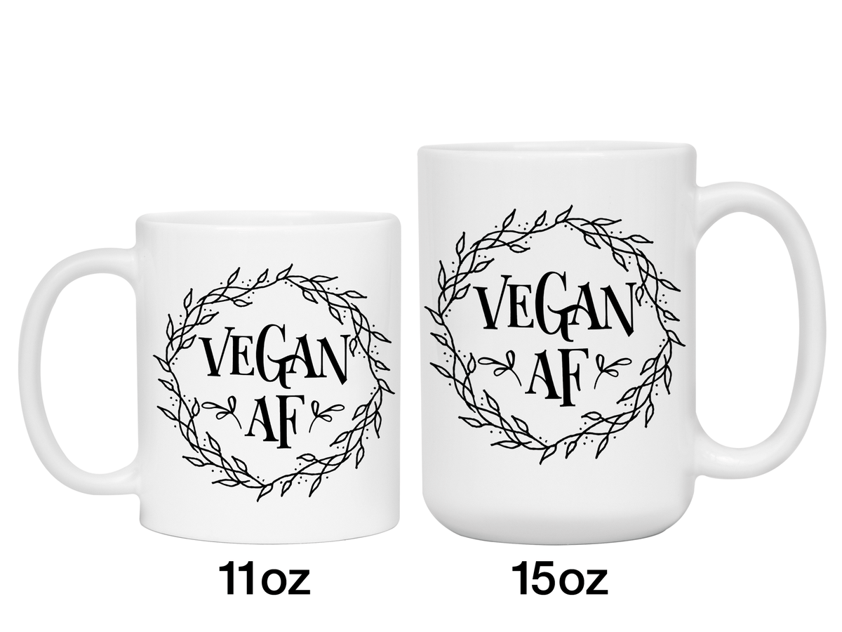 Vegan AF Funny Coffee Mug Cup, Vegan Gift Idea